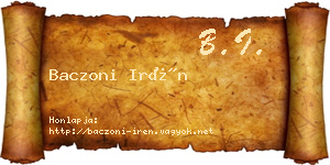 Baczoni Irén névjegykártya