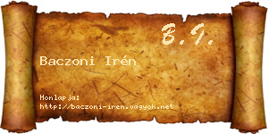 Baczoni Irén névjegykártya